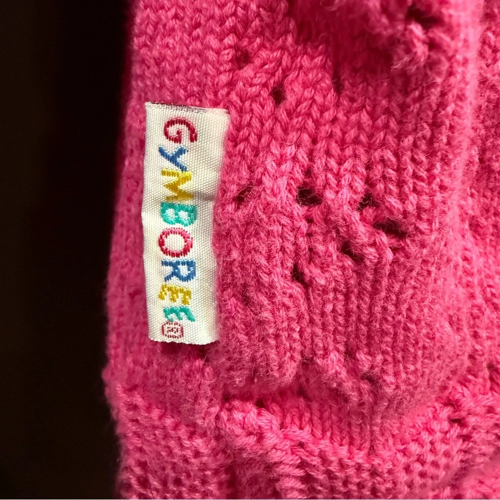Gymboree Vibrant Pink Cotton Knit Button Up Sweater Size M Y2K
